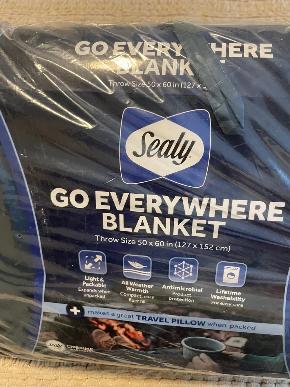 Sealy Go Everywhere Throw Blanket - Navy Blue